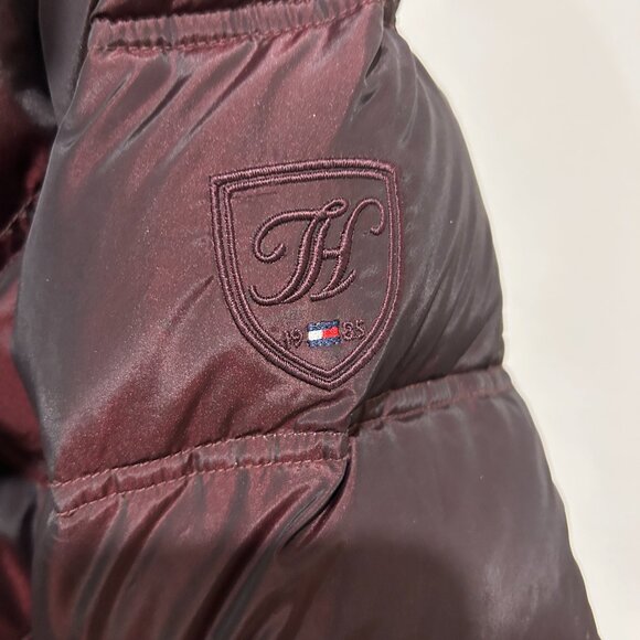 Tommy Hilfiger Deep Purple‎ Iridescent Puffer Jacket • Faux Fur Collar Short M - Picture 5 of 7